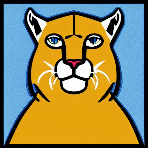 Image similar to blue and yellow icon of a cougar