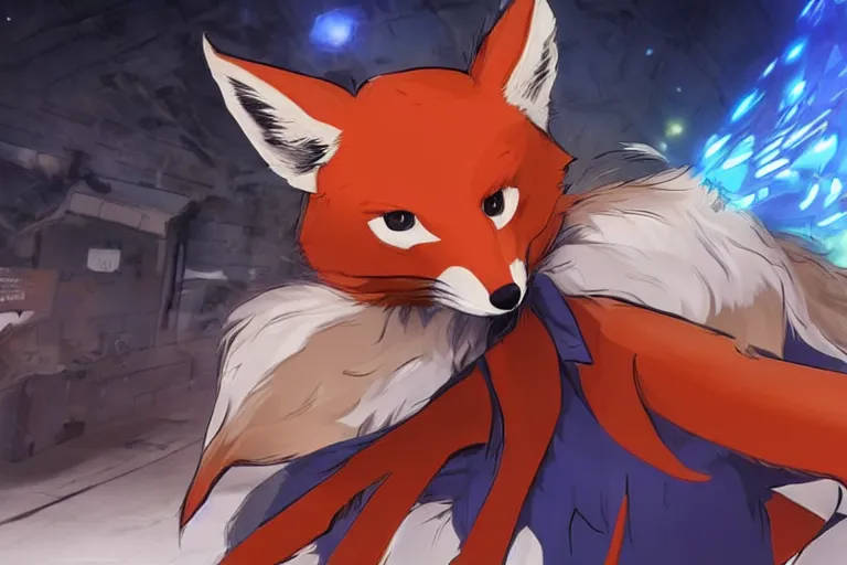 Image similar to a furry tan male fox on a persona 5 : royal ( by atlus ) video game splash screen, a furry male sandcolored tan fox fursona ( has hair ), persona 5 phantom thief style