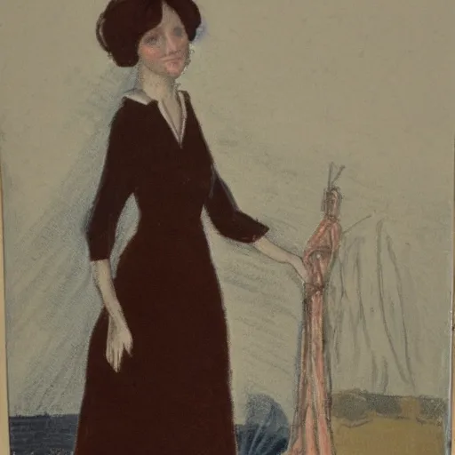 Image similar to woman in a dress in the style of avery tex,