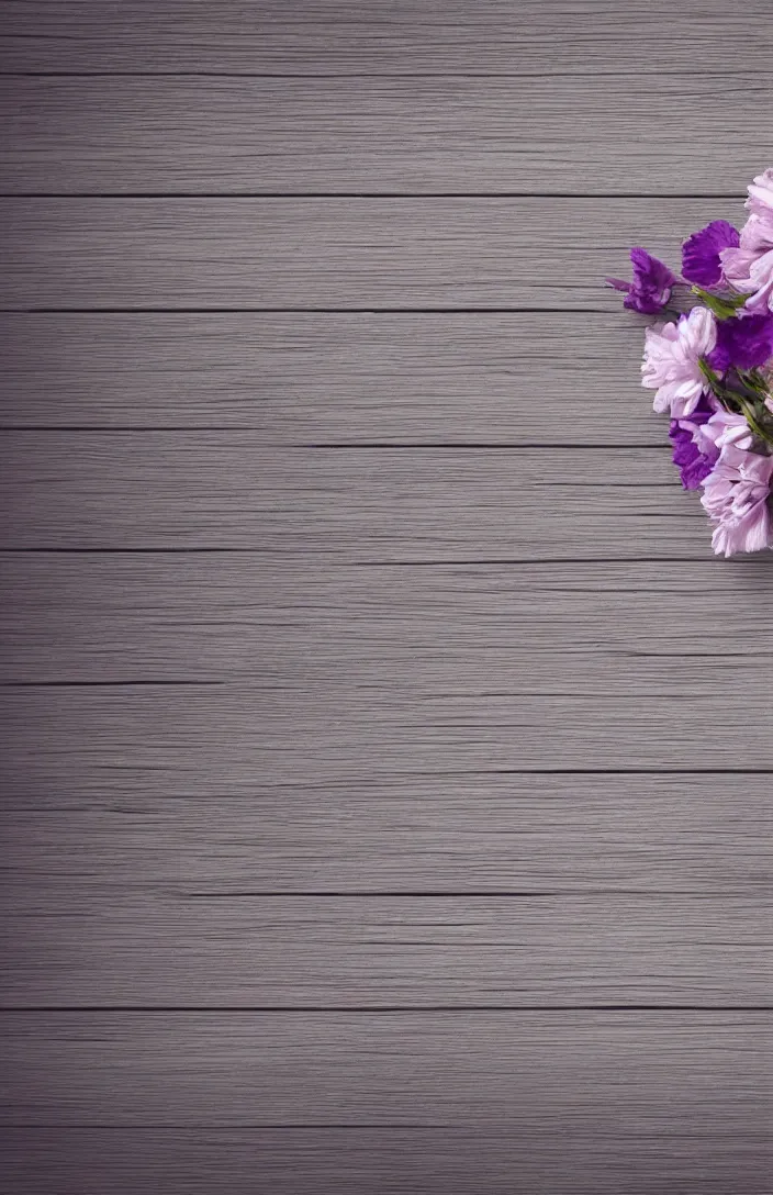 Prompt: light and clean soft cozy background image with soft, light - purple flowers on pale gray rustic boards, background, cottagecore, photorealistic, backdrop for obituary text