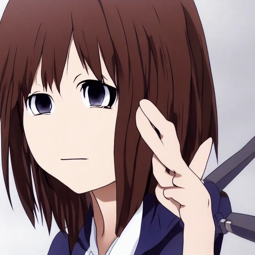 Prompt: hyper realistic picture of yui hirasawa from k - on