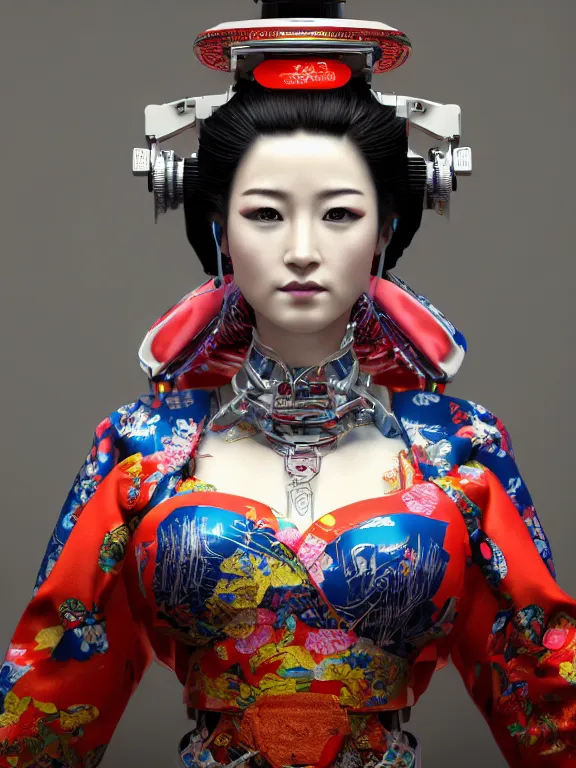 Prompt: portrait art of cybernetic geisha 8k ultra realistic, detailed,intricate, full of colour, cinematic lighting, trending on artstation, 4k, hyperrealistic, focused, extreme details,unreal engine 5, cinematic, masterpiece