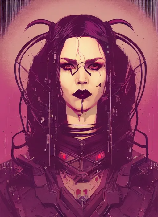 Prompt: portrait of beautifull goth maiden, warhammer, cyberpunk, artstation, art by petros afshar, tom whalen, laurie greasley and greg rutkowski