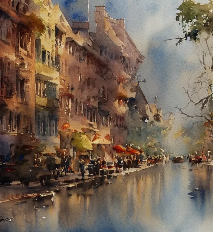 Image similar to a beautiful watercolor painting by Joseph Zbukvic