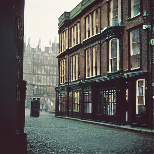 Prompt: “35mm film photography of Victorian London, cinestill 800t, grain”