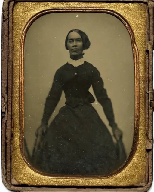 Image similar to a tintype photo of an beautiful woman in 1860