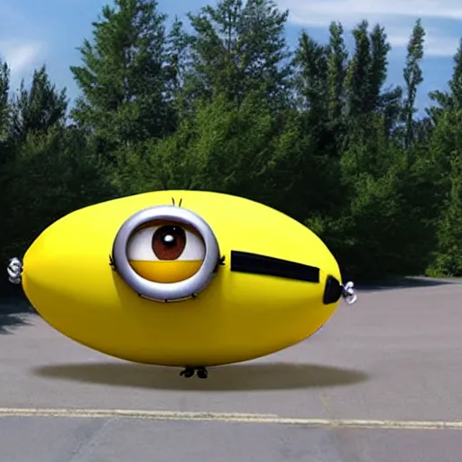 Image similar to minion blimp realistic photo