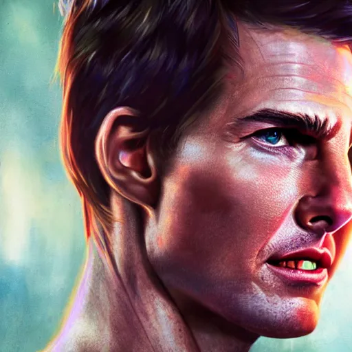 Image similar to Portrait of Tom Cruise as an alien, cinematic headshot, detailed, sharp