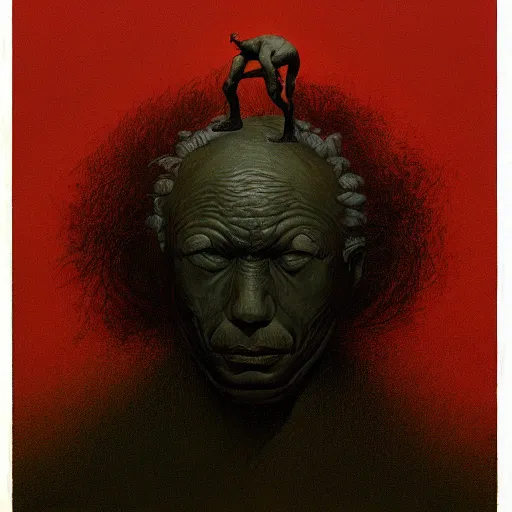 Image similar to A Black background portrait of a man with an exploding head by Zdzisław Beksiński and Ilya Repin,In style of Otomo Katsuhiro.digital illustration,Ray tracing,hyper detailed,sharp focus,4k