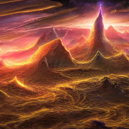 Image similar to mysterious birth of the sceptre reality space terrain, in the style of terese nielsen, steve argyle, intricate, cinematic, dramatic lighting, 8 k resolution,