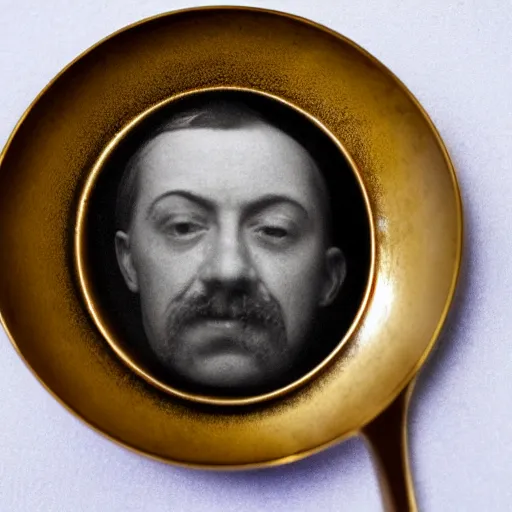 Image similar to arthur spooner face on a spoon