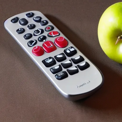 Image similar to tv remote in the shape of apple fruit