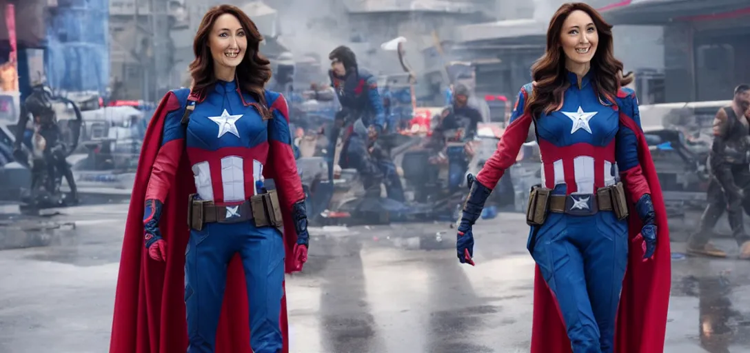 Image similar to still of jessica chobot as capitan america in marvel avengers
