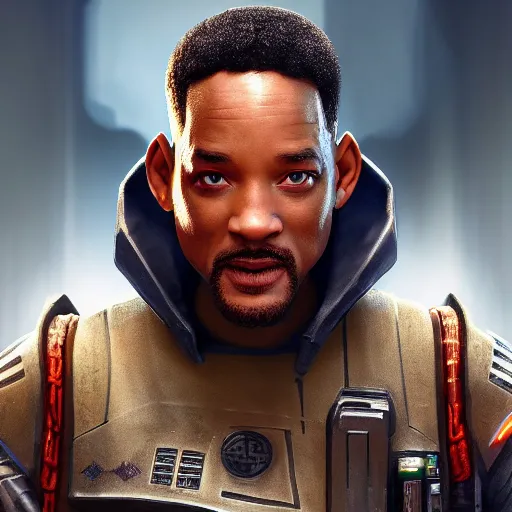 Image similar to will smith as a jedi, starwars, hyper detailed, digital art, trending in artstation, cinematic lighting, studio quality, smooth render, unreal engine 5 rendered, octane rendered