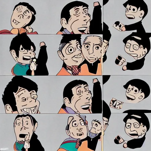 Image similar to jerry lewis in the style of studio ghibli