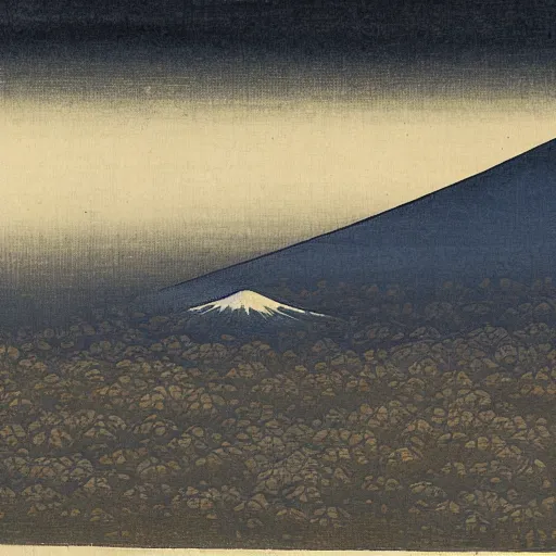 Image similar to mount fuji, misty, ancient japanese painting