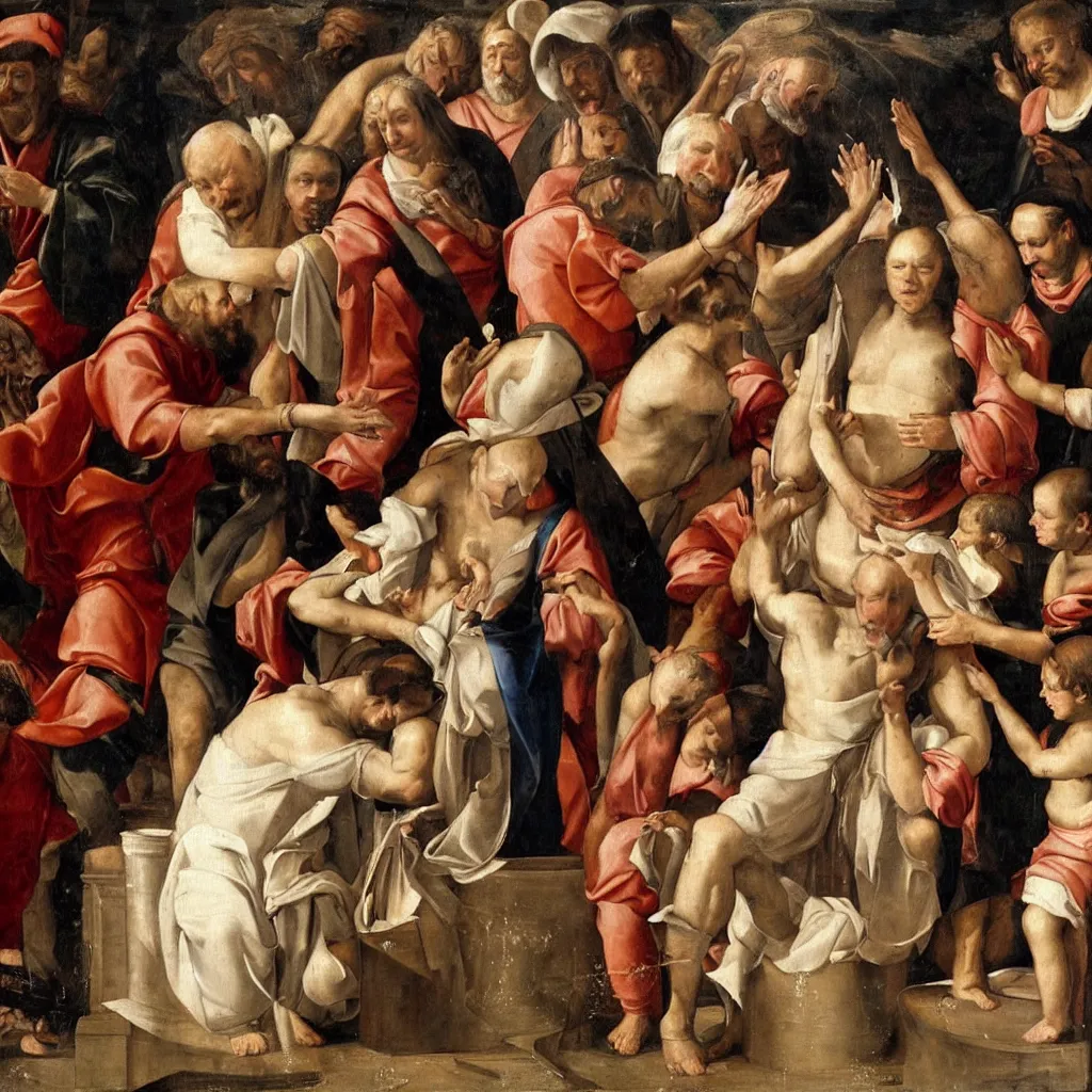 Prompt: renaissance painting of the pope doing the ice bucket challenge