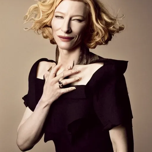 Image similar to photo of cate blanchett, by Annie leibowitz, photorealisitc ,4k