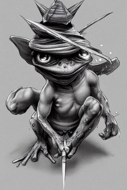 Prompt: beautiful digital drawing with high detail of a poision dart frog with a wizard hat, from dungeons and dragons, artgerm, cinematic quality character render; ultra high quality model; production quality cinema model; hidden