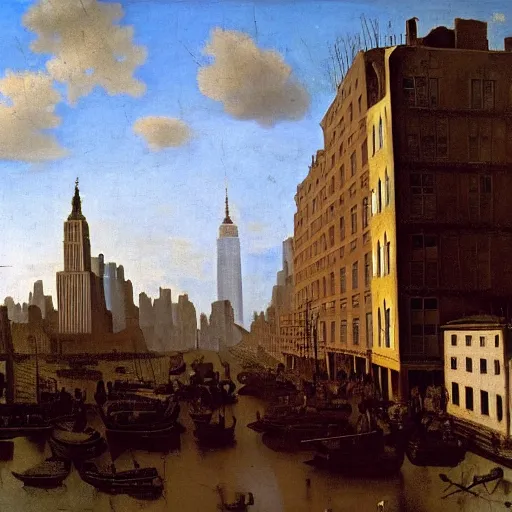 Prompt: painting of new york city in 1860 by Jan Vermeer,