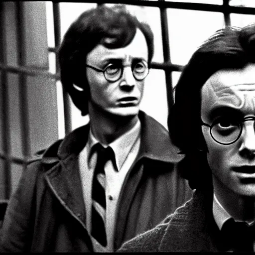 Image similar to Dirty Harry Potter, 1970s crime drama cinematic closeup movie photo, desaturated Arri Alexa 65, cinematic lighting, DSLR, dof, by Bill Gekas and Bruno Walpoth and Antoine Verney-Carron