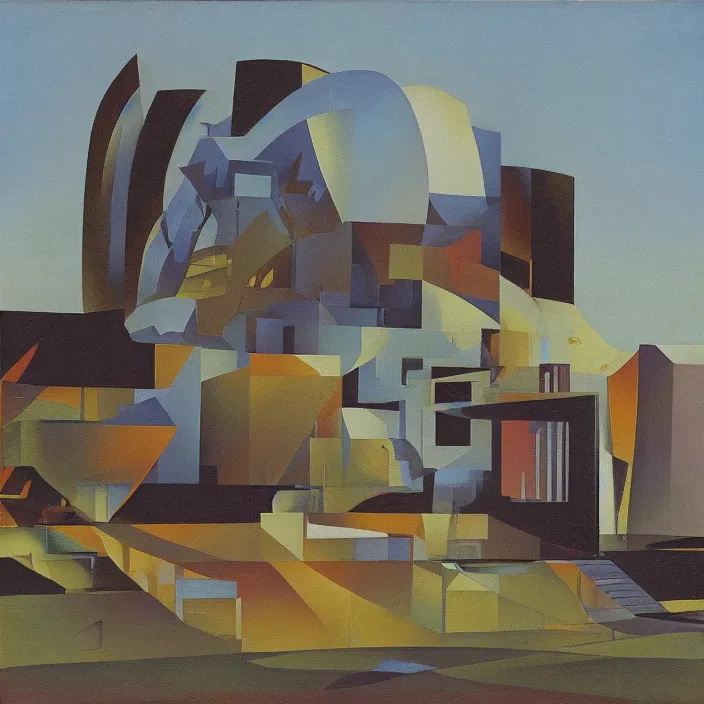 Image similar to a building in a serene landscape, futurism