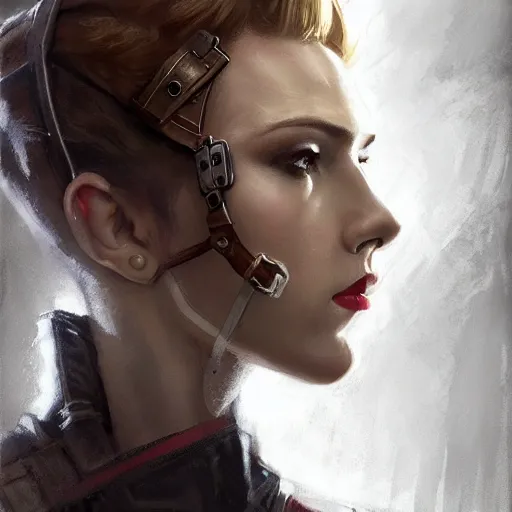 Prompt: captain america played by by scarlett johansson wearing steampunk outfit, face portrait, hd shot, digital portrait, elegant, beautiful, fantasy art, artstation, comic style, by artgerm, guy denning, jakub rozalski, magali villeneuve and charlie bowater