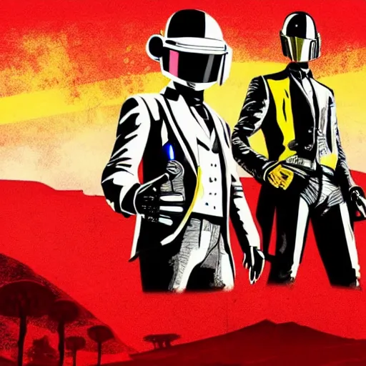 Image similar to Daft Punk in Red Dead Redemption 2