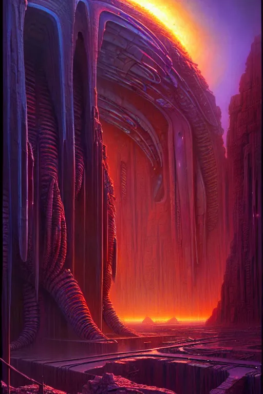 Prompt: an epic alien ruins by, tim hildebrandt, wayne barlowe, bruce pennington, donato giancola, trending on artstation, cinematic composition, beautiful lighting, hyper detailed, 8 k, oil on canvas