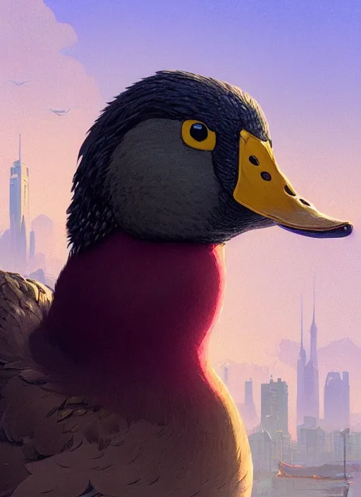 Prompt: highly detailed portrait of a heroic duck in gta v, stephen bliss, unreal engine, fantasy art by greg rutkowski, loish, rhads, ferdinand knab, makoto shinkai and lois van baarle, artgerm, pixar, ilya kuvshinov, rossdraws, tom bagshaw, global illumination, radiant light, detailed and intricate environment