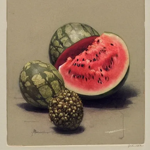 Image similar to (((((1950s watermelons and popcorn. muted colors.))))) by Jean-Baptiste Monge !!!!!!!!!!!!!!!!!!!!!!!!!!!