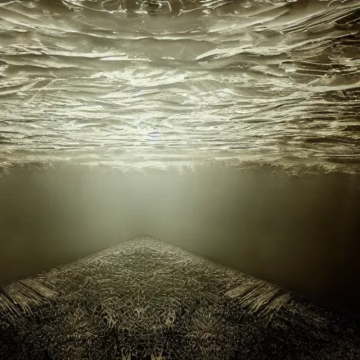 Prompt: Beautiful soft liminal Photograph of an infinite infinite water-filled room