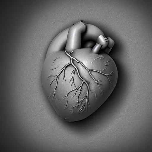 Prompt: heartshaped anatomical human heart, photorealistic, octane render