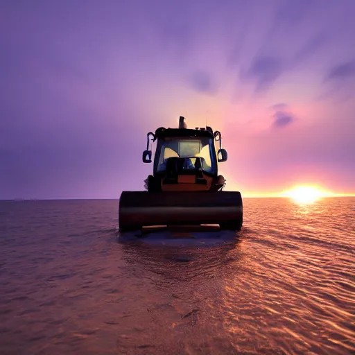 Image similar to ultrawide shot backlit ploughing the seabed underwater