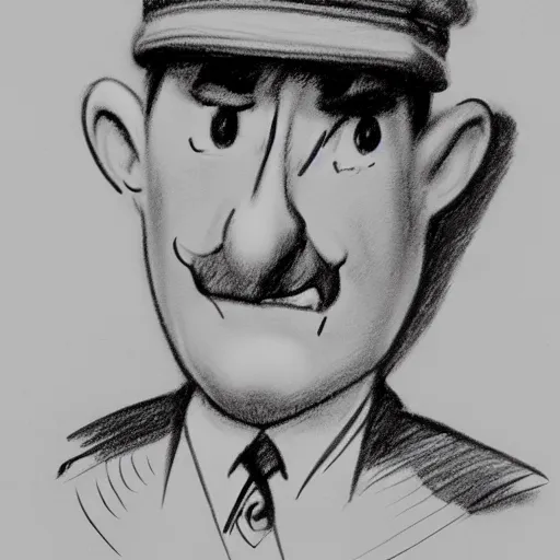 Image similar to milt kahl pencil sketch of adolf hitler