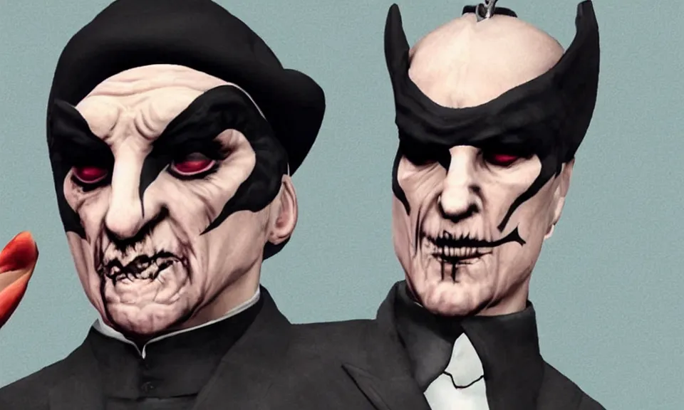 Image similar to cardinal copia from the band ghost as character in GTA V, loading screen