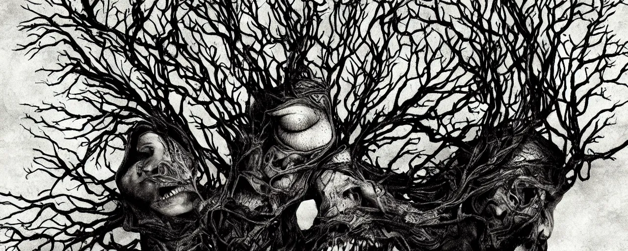 Prompt: brain tree eye holy grail, dark creepy, surreal, cinematic masterpiece, very detailed, photorealistic, beautiful lighting