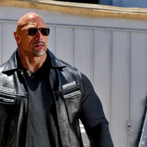 Image similar to Dwayne Johnson in Sons of anarchy very detail4K quality super realistic