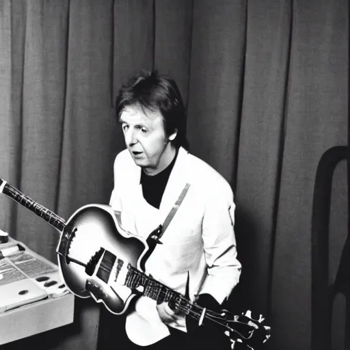 Prompt: paul mccartney singing hey jude in the studio