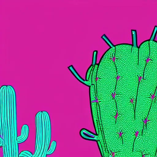 Image similar to cactus made from colourful shiny transparent jelly in the style of kurzgesagt, adobe illustrator, graphic design illustration, vector art, bold colours