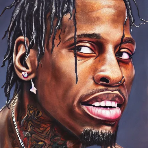 Prompt: Travis Scott by Brittany Myers, trending on ArtStation, detalied, 8K