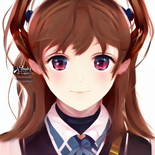 Image similar to headshot portrait of Monika from Doki Doki Literature Club, drawn by WLOP, by Avetetsuya Studios, anime manga panel, trending on artstation