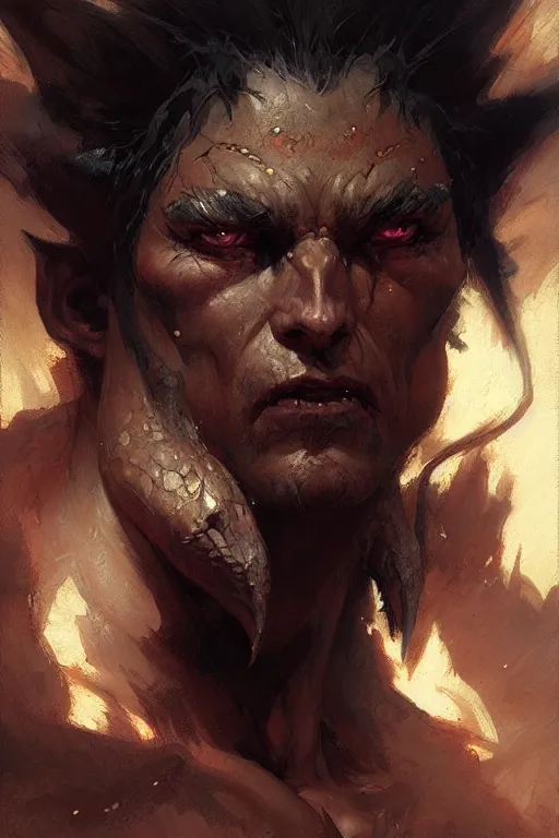 Prompt: quartz skinned demon portrait dnd, painting by gaston bussiere, craig mullins, greg rutkowski, yoji shinkawa