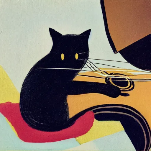 Prompt: a cat playing the guitar