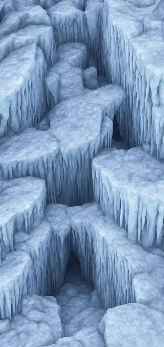 Prompt: ice cavern, geometric render, unreal engine, 4k