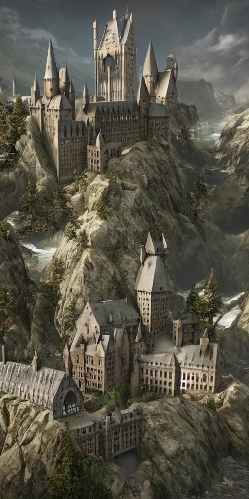 Image similar to a Hogwarts , unreal engine, realistic, fantasy, atmospheric,