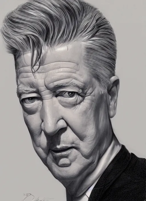 Prompt: portrait of david lynch, highly detailed, centered, solid color background, digital painting, artstation, concept art, smooth, sharp focus, illustration, artgerm, donato giancola, joseph christian leyendecker, les edwards, ed repka, wlop, artgerm