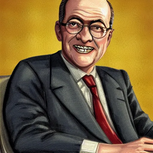 Prompt: photorealistic alfred e neumann as the owner of amazon.com