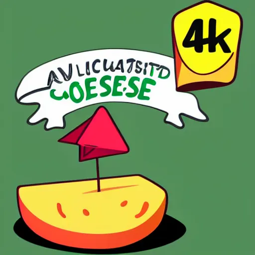 Prompt: a cartoon cheese with a green participation badge, stock art, 4K