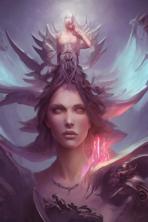 Image similar to beautiful girl necromancer full of sculls, wizard of the coast casting magic spell, angel, magic storm and thunder clouds, scifi, fantasy, magic the gathering, hyper detailed, octane render, concept art, 3 d render, hyper realistic detailed portrait, peter mohrbacher